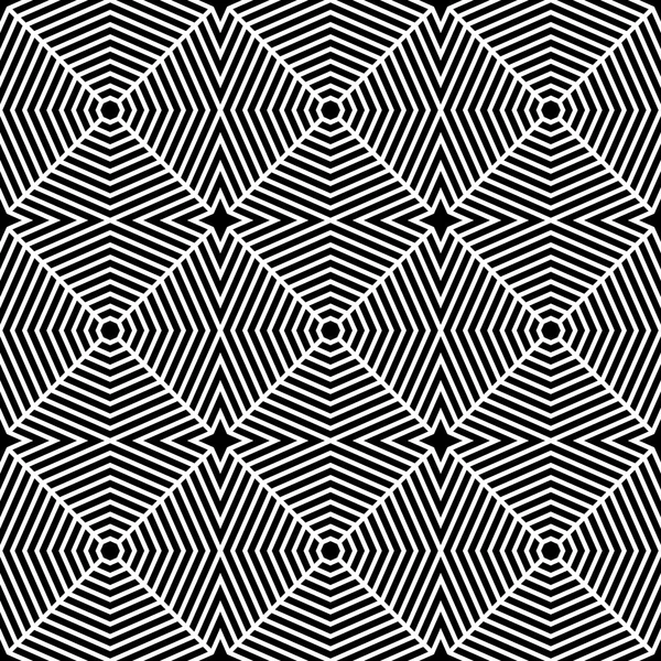 Vector moderno patrón de geometría inconsútil trippy, fondo geométrico abstracto en blanco y negro, impresión de almohada, textura retro monocromática, diseño de moda hipster — Archivo Imágenes Vectoriales