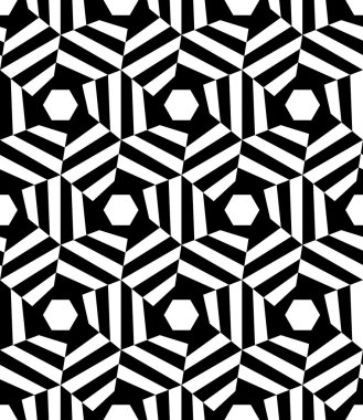 Vektör modern sorunsuz geometri desen altıgen trippy, siyah ve beyaz soyut geometrik arka plan, yastık yazıcı, tek renkli retro doku, hippi moda tasarımı