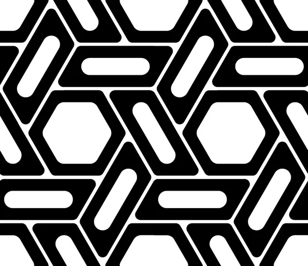 Motif géométrique vectoriel moderne sans couture, fond géométrique abstrait noir et blanc, imprimé oreiller, texture rétro monochrome, design de mode hipster — Image vectorielle