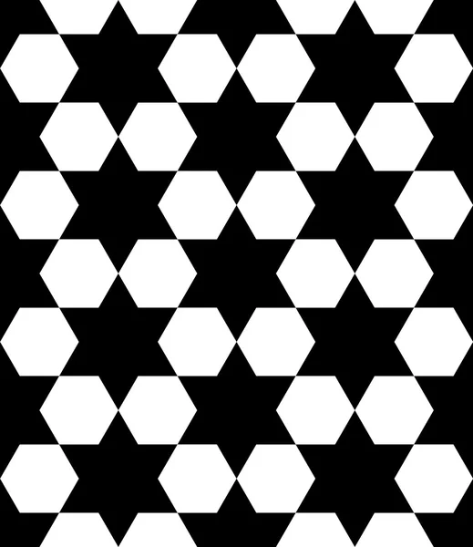 Vector moderno patrón de geometría inconsútil estrellas, fondo geométrico abstracto en blanco y negro, impresión de almohada, textura retro monocromática, diseño de moda hipster — Archivo Imágenes Vectoriales