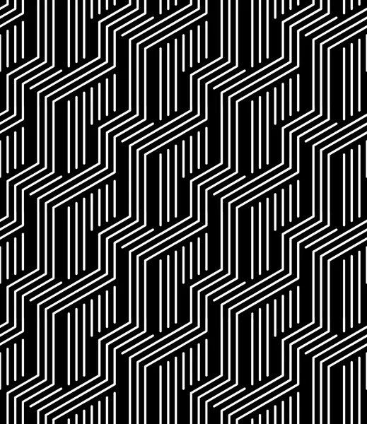 Векторная современная бесшовная геометрия узоров полос, черно-белый абстрактный геометрический фон, печать подушек, монохромная ретро текстура, дизайн хипстерской моды — стоковый вектор