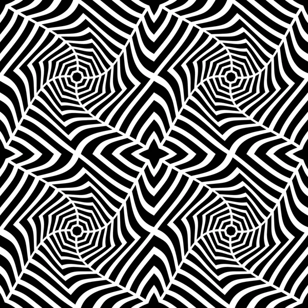 Vector moderno patrón de geometría inconsútil trippy, fondo geométrico abstracto en blanco y negro, impresión de almohada, textura retro monocromática, diseño de moda hipster — Archivo Imágenes Vectoriales