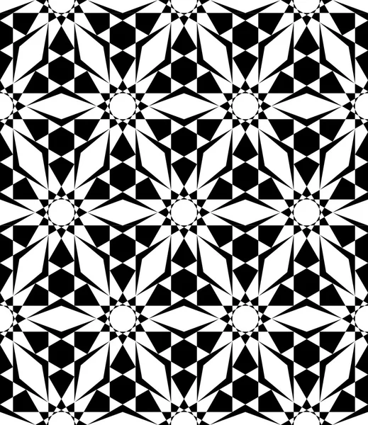 Векторный современный бесшовный сакральный геометрический узор цветочный, черно-белый абстрактный геометрический фон, печать подушек, монохромная ретро-текстура, дизайн хипстерской моды — стоковый вектор
