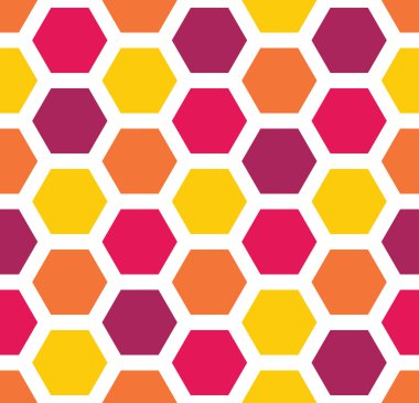 Vektör modern kesintisiz renkli geometri altıgen desen, renk soyut geometrik arka plan, çok renkli baskı, retro doku, hippi moda tasarım yastık