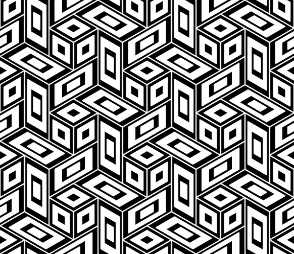 Motif géométrique moderne vectoriel sans couture trippy, fond géométrique abstrait noir et blanc, impression oreiller, texture rétro monochrome, design de mode hipster — Image vectorielle