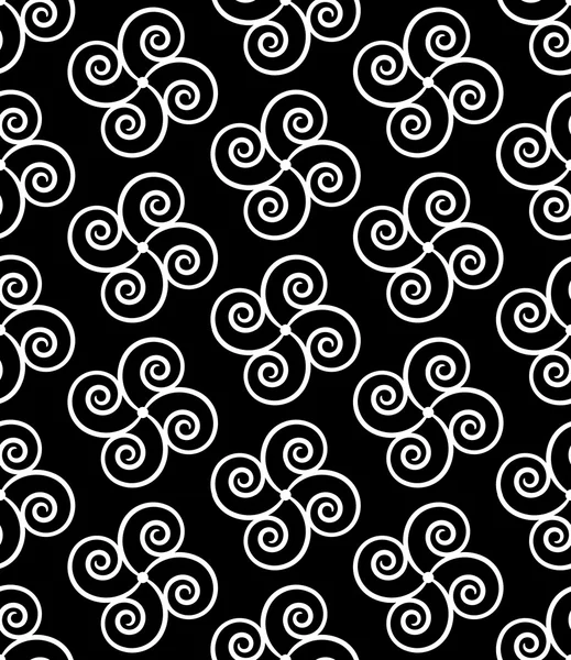 Vektor moderne nahtlose Geometrie Muster Spiralen, schwarz-weiß abstrakten geometrischen Hintergrund, Kissendruck, monochrome Retro-Textur, Hipster-Mode-Design — Stockvektor