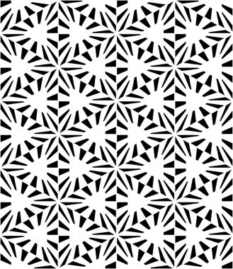 Vektör modern sorunsuz kutsal geometri desen altıgen, siyah ve beyaz soyut geometrik arka plan, yastık yazıcı, tek renkli retro doku, hippi moda tasarımı