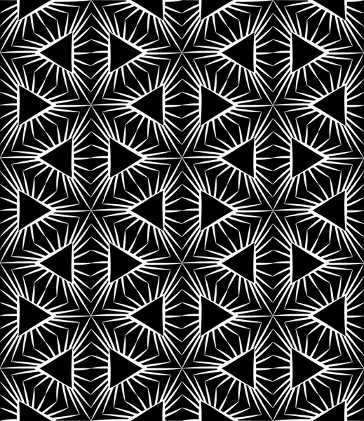 Vektor moderne nahtlose heilige Geometrie Muster Spikes, schwarz-weiß abstrakten geometrischen Hintergrund, Kissendruck, monochrome Retro-Textur, Hipster-Mode-Design — Stockvektor
