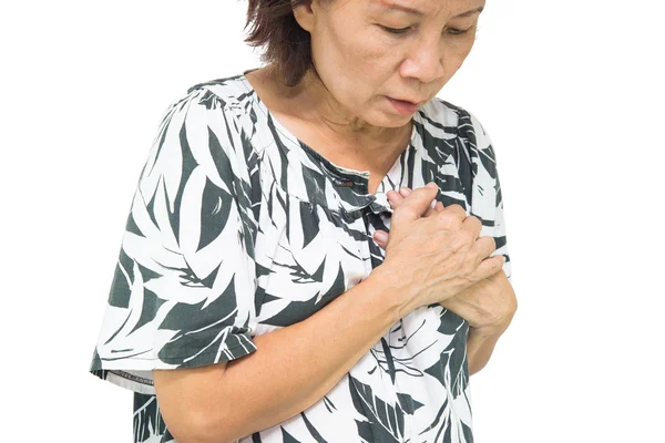 Kobiety stare cierpienia z powodu zawału serca — Zdjęcie stockowe