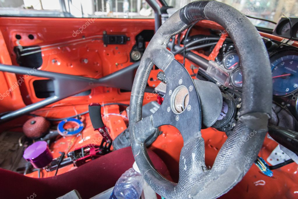 Steering Wheel Old Interior Of Ruined Truck Stock Photo