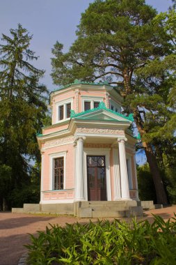 Uman, Ukrayna 'daki Ulusal Dendroloji Parkı' ndaki Anti-Kirke Adası 'ndaki Pembe yazlık.