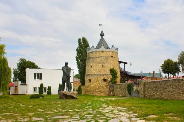 Letichevsky城堡和乌克兰Letychiv的Ustim Karmalyuk纪念碑 — 图库照片