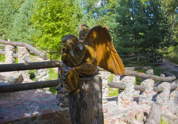 Wooden sculpture of the angel in the Convent of the Kazan Icon in the village Chopovichi (Kiplyache tract), Ukraine