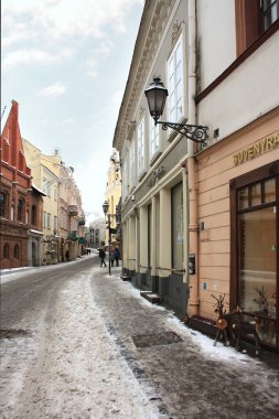 Vilnius, Litvanya - 6 Ocak 2020: Litvanya 'nın Vilnius kentindeki tarihi binalar