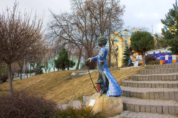 Sculpture on the Landscape  Alley (Pejzazhna alleyway) in Kyiv, Ukraine