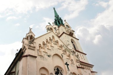 Stryi, Lviv bölgesinde, Ukrayna 'daki Hodegetria' nın Katolik neo-gotik kilisesi.