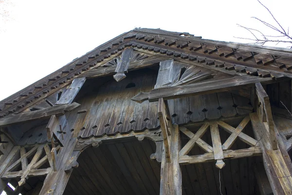 Fragment Wooden House Doctor House Designed Gorodetsky Moshny Village Cherkasy — Stock Photo, Image