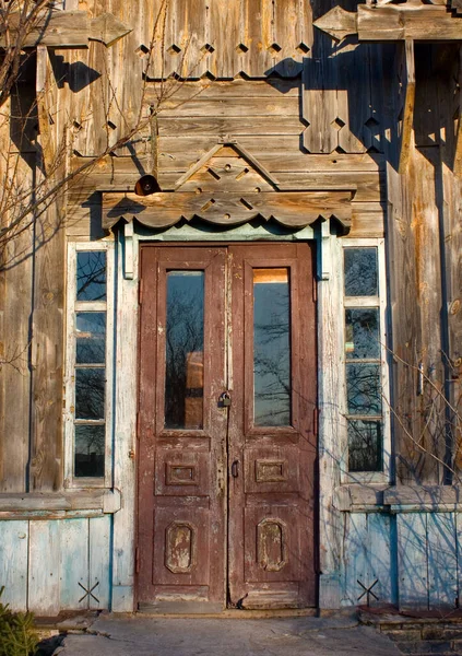 Fragment Des Von Gorodezki Entworfenen Holzhauses Ärztehaus Dorf Moshny Oblast — Stockfoto