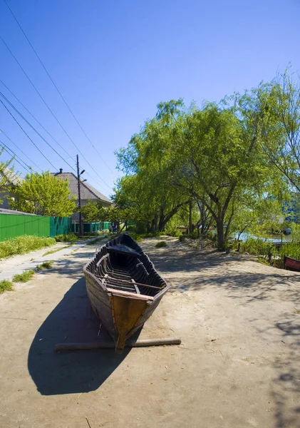 Bateau Pêche Sur Rive Danube Vilkovo Ukraine — Photo