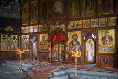 Ukrayna 'nın başkenti Kyiv' deki Holosiivsky Manastırı 'ndaki kilisenin içinde.