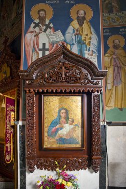 Ukrayna 'nın başkenti Kyiv' deki Holosiivsky Manastırı 'ndaki kilisenin içinde.