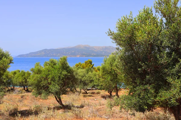 Paysage Avec Eau Azur Mer Ionienne Ksamil Albanie — Photo