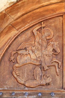 Arnavutluk 'un Ksamil kentindeki Aziz George Manastırı' nın giriş kapısı.