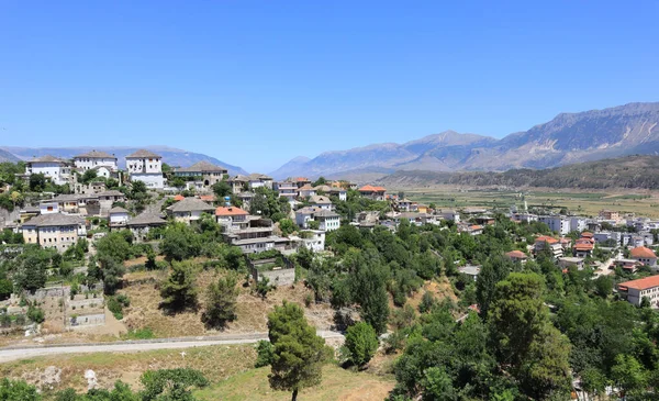 Panorama Van Het Centrum Van Gjirokastra Albanië — Stockfoto