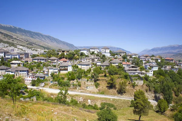 Panorama Centro Gjirokastra Albânia — Fotografia de Stock