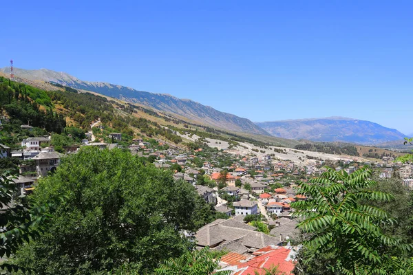 Panorama Cidade Fortaleza Cidadela Gjirokastra Albânia — Fotografia de Stock