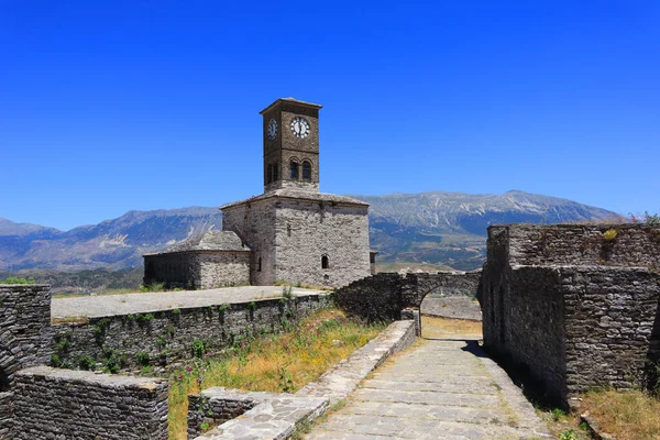 Torre Dell Orologio Nella Fortezza Della Cittadella Gjirokastra Albania — Foto Stock