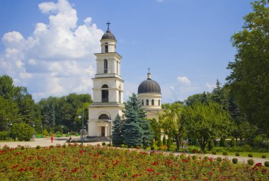 Moldova, Chisinau 'da İsa' nın Doğumu Katedrali ve çan kulesi