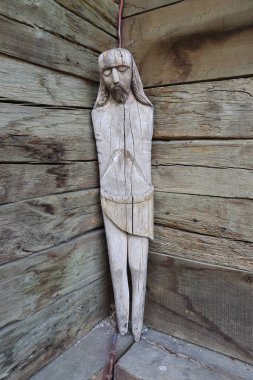 Moldova, Chisinau 'daki Köy Müzesinde Tahta İsa