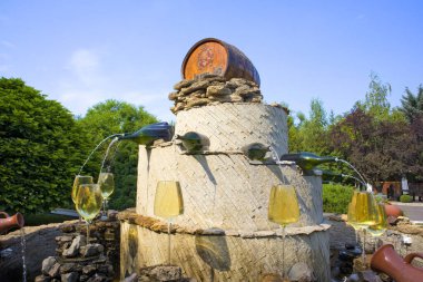 Wine fountain in winery 