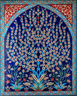 Abu Dabi, BAE 'deki Şeyh Zayed Camii' ndeki renkli fayansların ayrıntıları