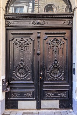 Macaristan, Budapeşte 'deki Eski Şehir' de klasik ahşap kapı