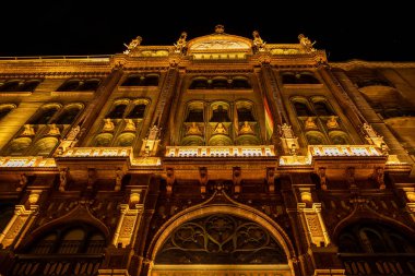 Gresham Palace in night time in Budapest, Hungary
