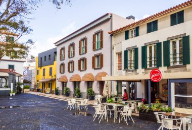 Machico, Madeira, Portekiz 'deki sokak kafesi manzarası