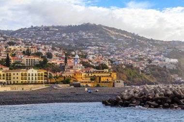 Funchal, Madeira, Portekiz 'de St. James Kalesi (Forte de Sao Tiago) ile Panorama