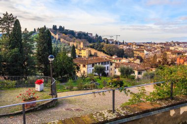 Floransa, İtalya 'daki Rose Garden' dan şehir panoraması