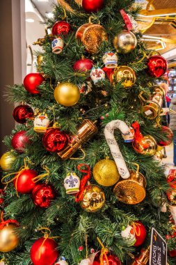 İtalya, Floransa 'dan İtalyan Noel ağacının yakın görüntüsü