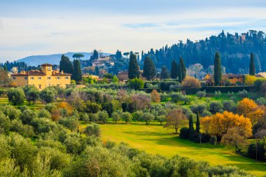 Floransa, İtalya 'da güneşli bir günde Boboli Bahçeleri' nden Panorama