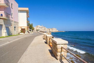 Giovinazzo, Apulia, İtalya 'da kaleli panoramik manzara