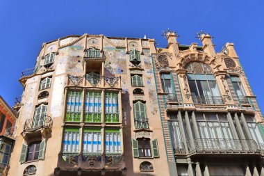 Palma, Mallorca, İspanya 'da balkonlu klasik ev Can Forteza Rey