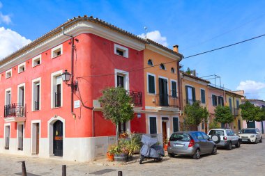 Palma, Mallorca, İspanya şehir merkezindeki renkli evler