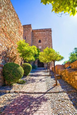 Alcazaba - Malaga, İspanya 'da vintage fortess
