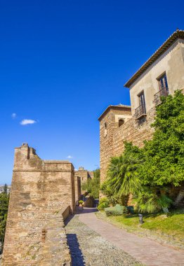Alcazaba - Malaga, İspanya 'da vintage fortess