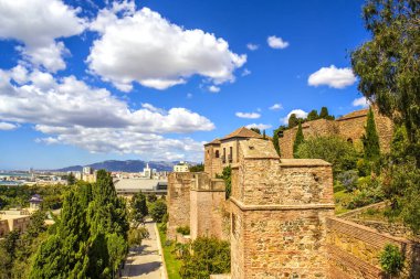 Alcazaba - Malaga, İspanya 'da vintage fortess