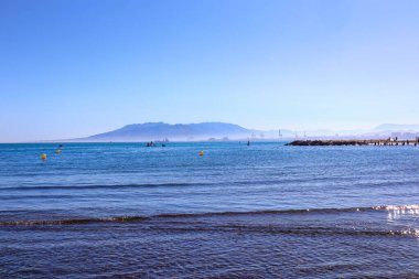İspanya, Malaga 'da akşam vakti deniz manzarası