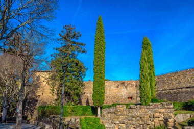 İtalya, Arezzo 'da güneşli bir günde Medici Kalesi